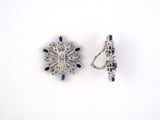 52637 - Circa 1950 Platinum Diamond Sapphire Snowflake Earrings