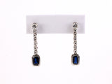 52650 - SOLD - Platinum Gold Sapphire Diamond Drop Earrings