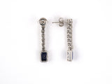 52650 - Platinum Gold Sapphire Diamond Drop Earrings
