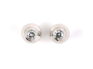 52734 - SOLD - Circa 1999 Cartier Gold Diamond Ball Stud Earrings