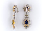 52844 - SOLD - Circa 1980 Buccellati Gold Sapphire Diamond Earrings