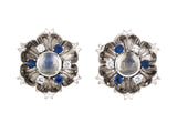 52857 - Retro Yard Palladium Moonstone Dia Sapphire Earrings