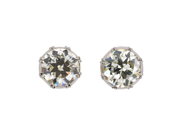 52865 - SOLD - Platinum Gold Diamond Stud Earrings