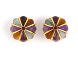 52872 - Vacheron & Constantin Gold Ruby Amethyst Citrine Aqua Cluster Earrings