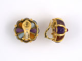 52872 - Vacheron & Constantin Gold Ruby Amethyst Citrine Aqua Cluster Earrings