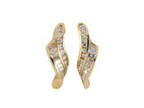 52890 - Gold Diamond Swirl Ribbon Drop Earrings