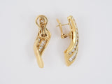 52890 - Gold Diamond Swirl Ribbon Drop Earrings