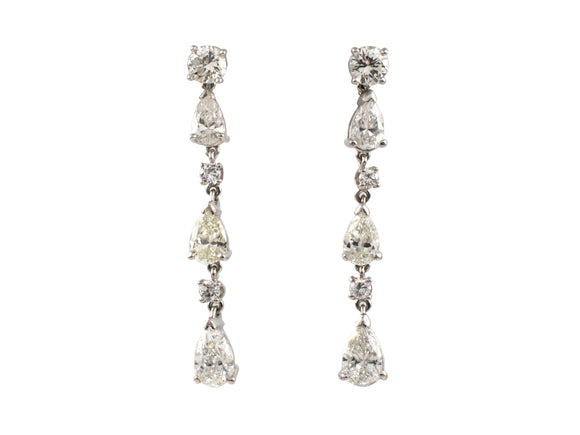 52913 - Platinum Diamond Stiletto Drop Dangle Earrings