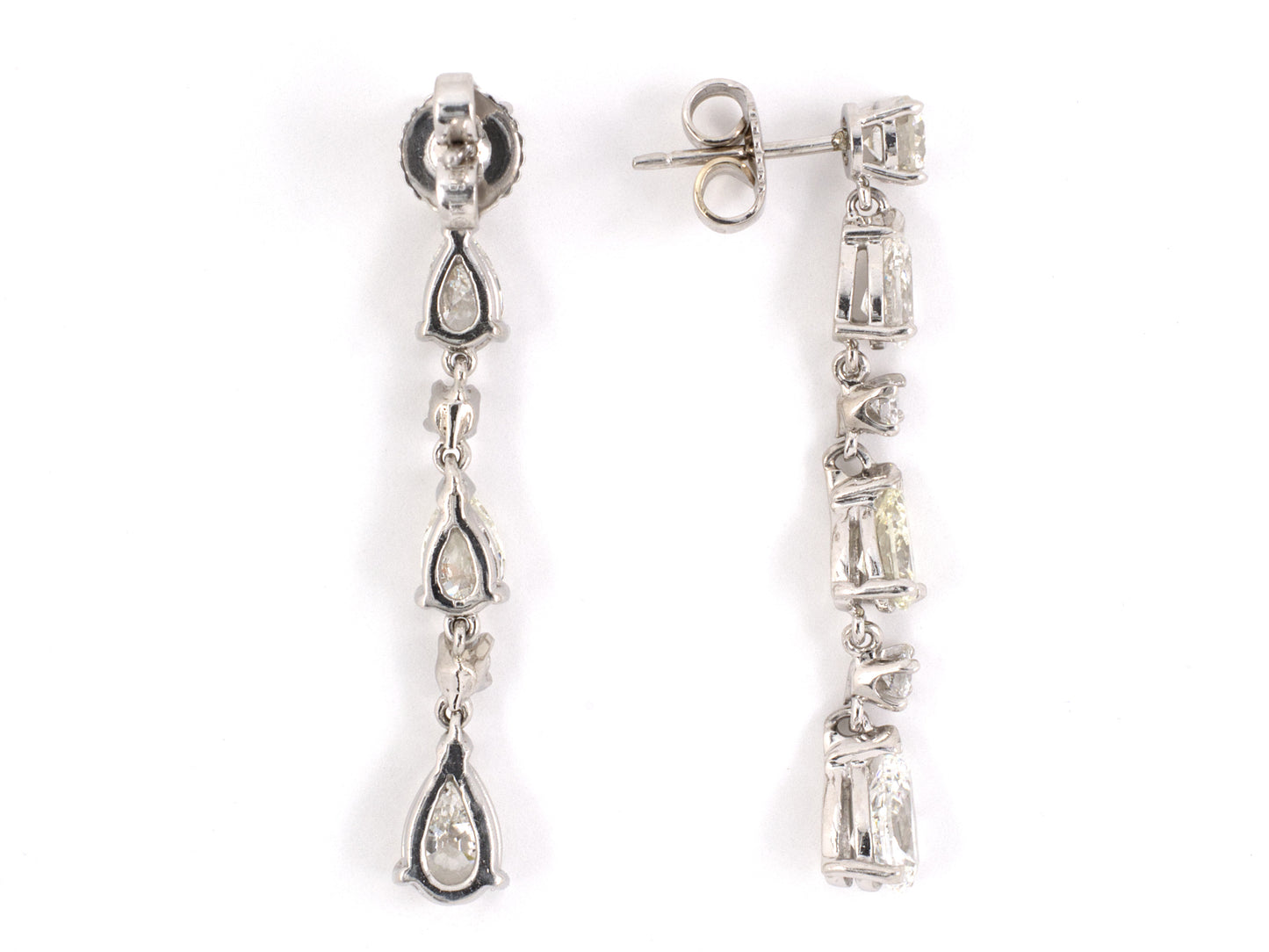 52913 - Platinum Diamond Stiletto Drop Dangle Earrings