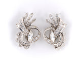 52983 - Circa 1950s Platinum Diamond Ribbon Earrings/ Pin Clips