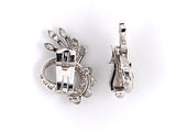 52983 - Circa 1950s Platinum Diamond Ribbon Earrings/ Pin Clips