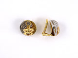 53053 - SOLD - Gold Platinum Pave Diamond Swirl Yin Yang Button Earrings