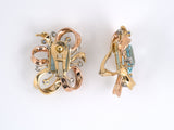 53058 - SOLD - Retro Gold Aquamarine Sapphire Diamond Earrings
