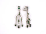 53073 - Platinum Diamond Tourmaline Drop Dangle Chandelier Earrings