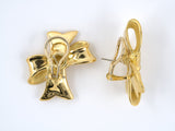 53082 - Circa 1984 Cummings Gold Asymmetrical Bow Earrings