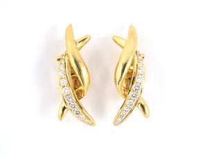 53103 - Tiffany X Gold Diamond Ribbon Earrings