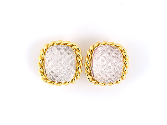 53119 - SOLD - Sabbadini Gold Crystal Rope Border Earrings