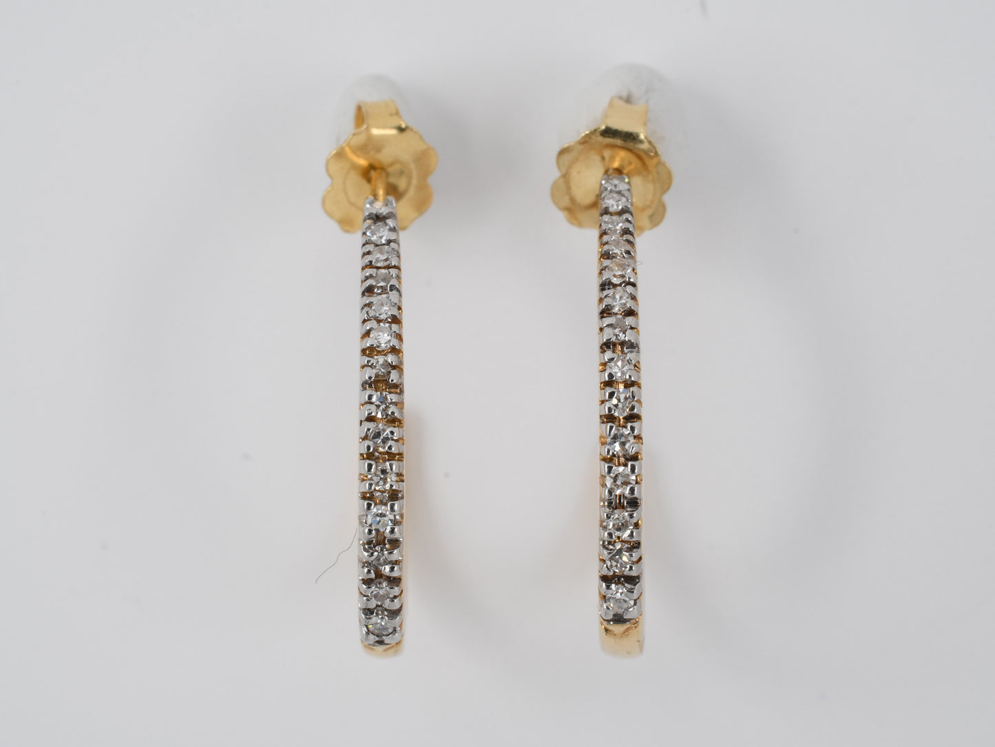 53147 - SOLD - Gold Diamond Hoop Earrings