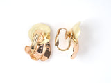 53190 - SOLD - Retro Gold Flower Swirl Drop Earrings