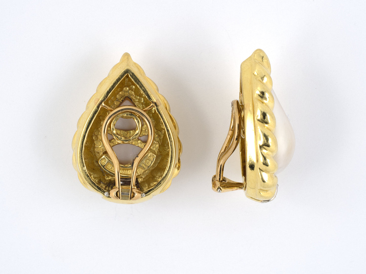 53222 - R Stone Gold Pearl Diamond Pearl Earrings