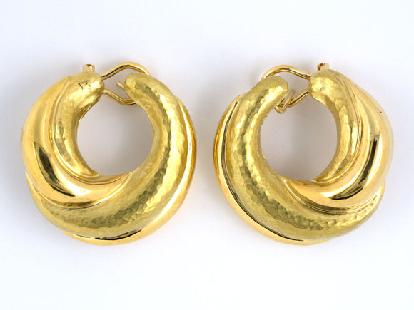 53259 - Gold Swirl Hammered Hoop Earrings