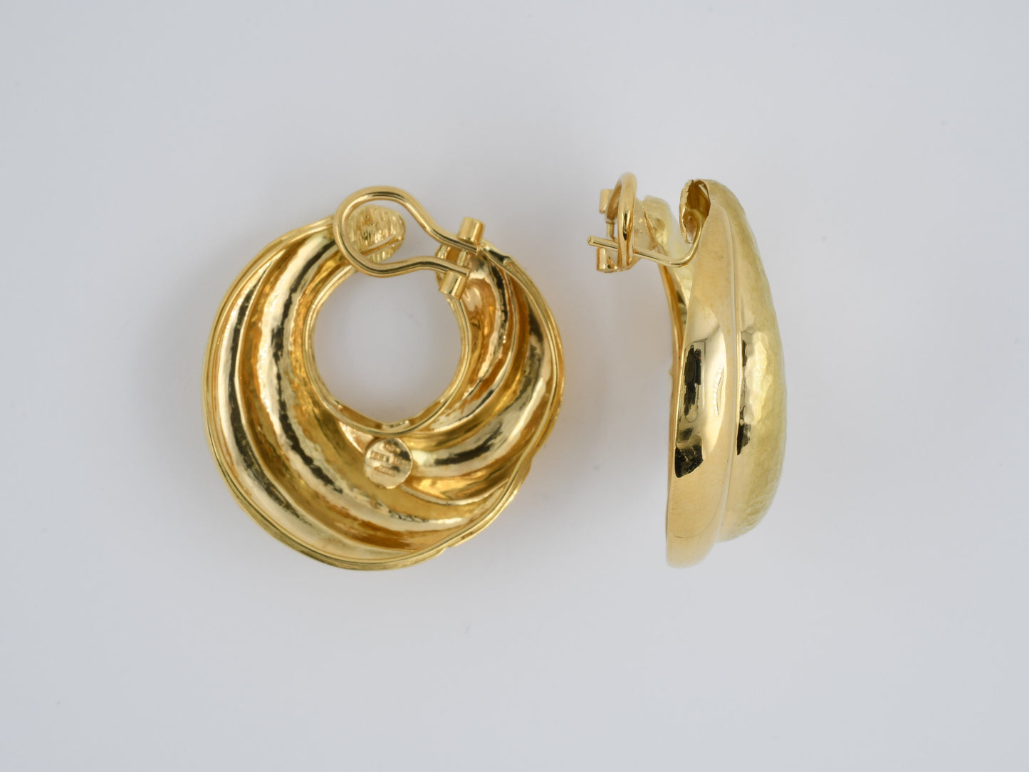 53259 - Gold Swirl Hammered Hoop Earrings