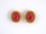 53277 - Gold Rhodochrosite Rope Oval Button Earrings