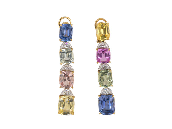 53307 - Circa 2000 Bulgari Gold Sapphire Diamond Earrings