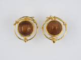 53346 - Circa 2003 Gold Rutillated Quartz Circle Earrings