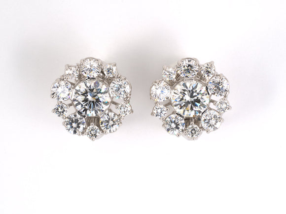 53355 - Platinum GIA Diamond Cluster Earrings