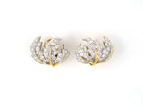 53391 - Platinum Gold Diamond Pearl Leaf Earrings