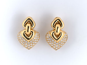 53410 - SOLD - Circa 2000 Bulgari Diamond Doppio Cuore Heart Earrings