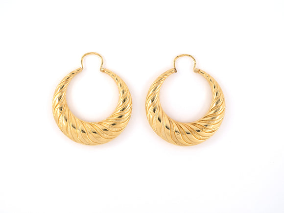 53416 - Gold Corrugated Tapered Hoop Earrings