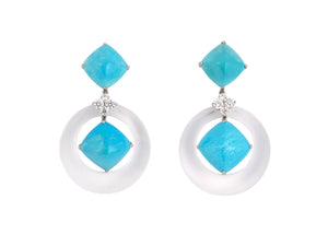 53432 - Platinum Turquoise Crystal Diamond Earrings