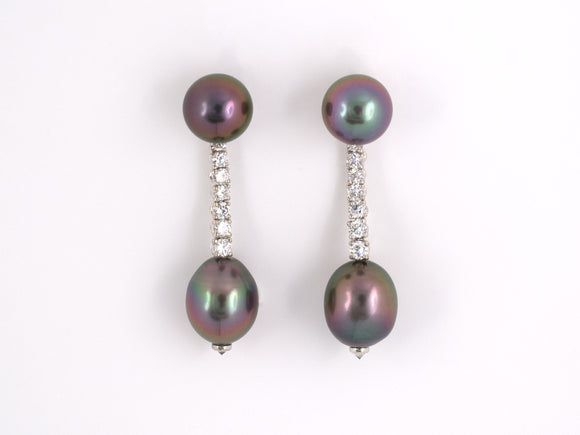 53436 - Carvin French Platinum Black Tahitian Pearl Diamond Earrings