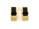 53453 - Gold Onyx Hoop Earrings