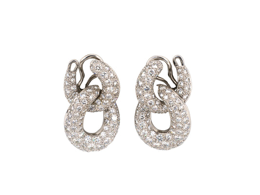 53462 - Platinum Diamond Circle Curb Link Drop Earrings