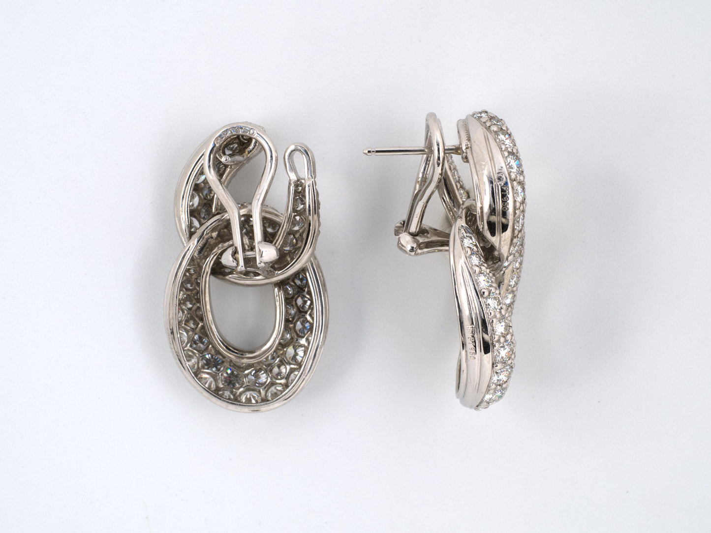 53462 - Platinum Diamond Circle Curb Link Drop Earrings