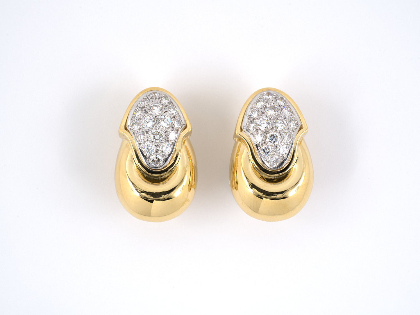 53467 - SOLD - Gold Pave Diamond Earrings