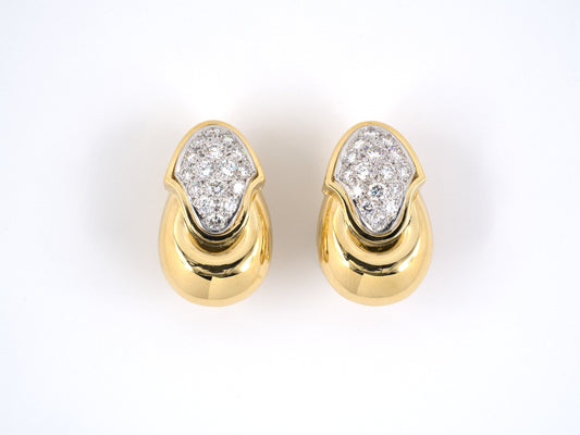 53467 - SOLD - Gold Pave Diamond Earrings