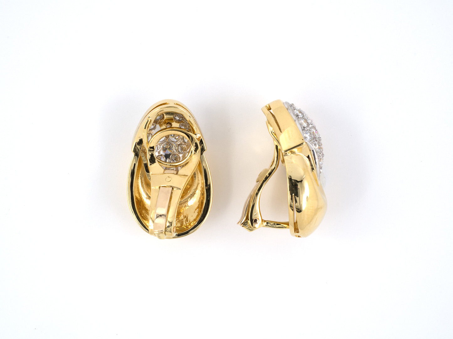 53467 - SOLD - Gold Pave Diamond Earrings