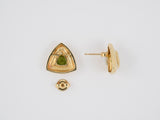 53479 - SOLD - Gold Peridot Shield Triangle Earrings