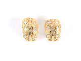 53483 - SOLD - Gold Flower Open Tapered Hoop Earrings