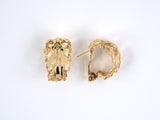 53483 - SOLD - Gold Flower Open Tapered Hoop Earrings