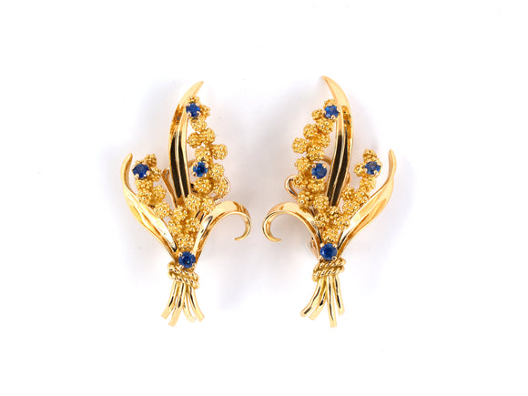 53506 - SOLD - Fred Gold Sapphire Floral Earrings