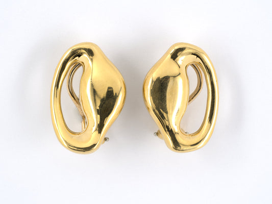 53527 - Circa 1980 Tiffany Gold Open Oval Earrings