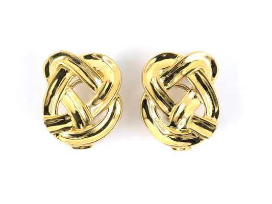 53528 - SOLD - Circa 1982 Tiffany Gold Knot Earrings