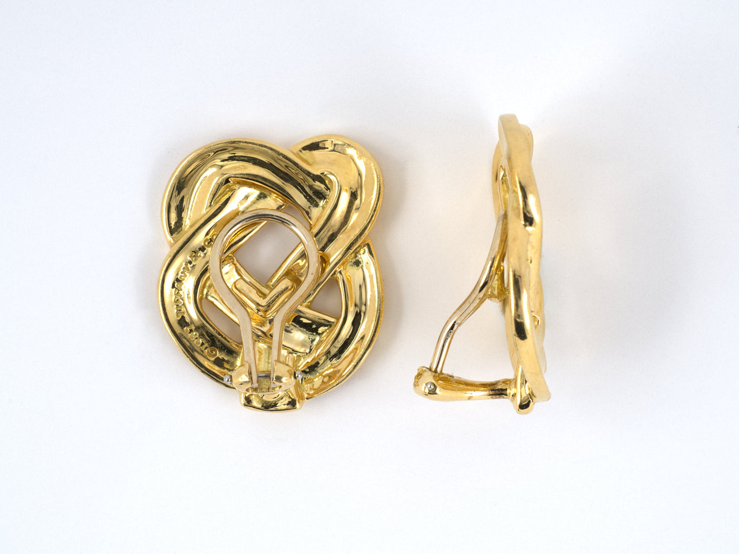 53528 - SOLD - Circa 1982 Tiffany Gold Knot Earrings