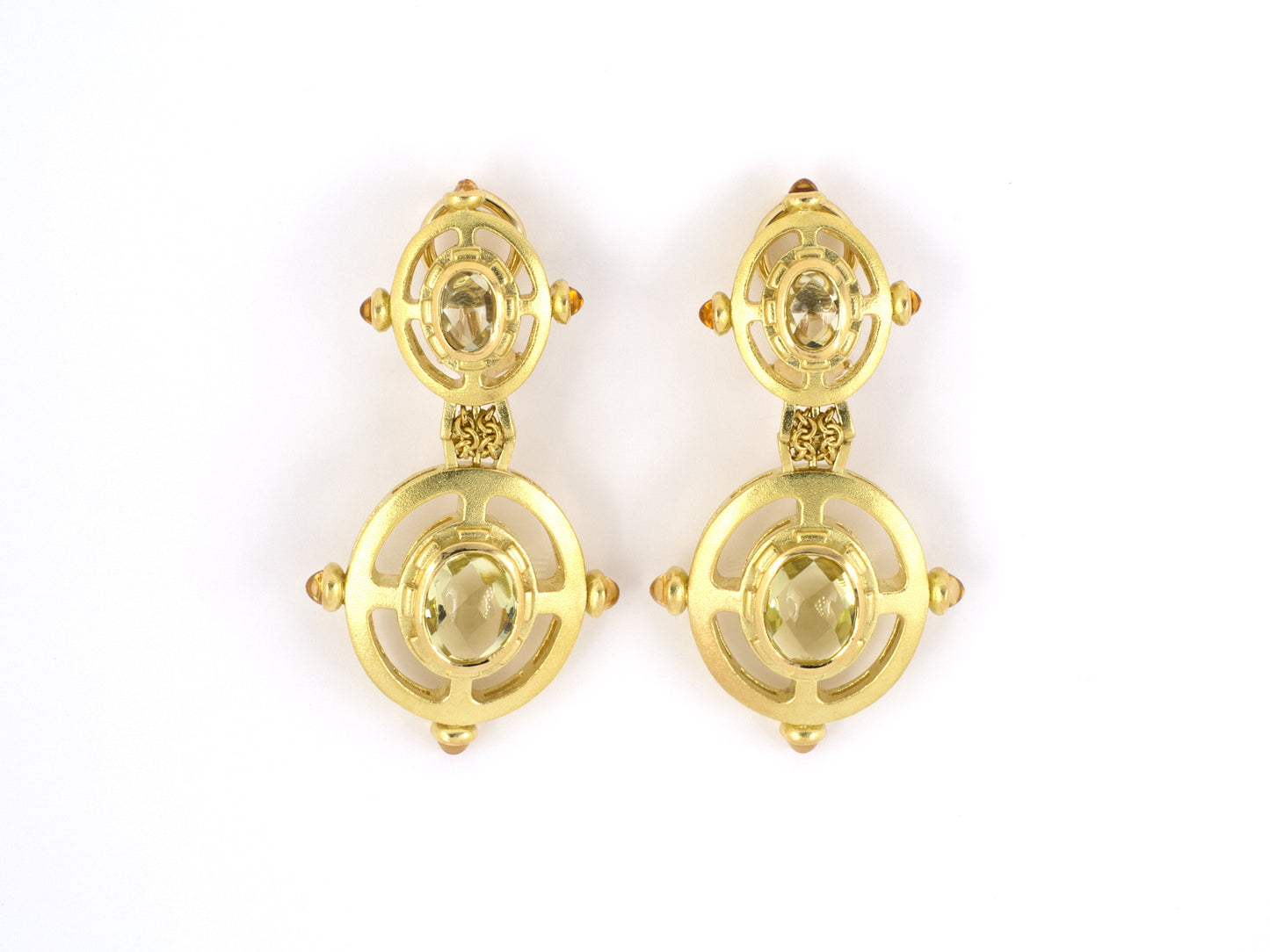 53537 - Paul Morelli Gold Green Quartz Citrine Drop Earrings