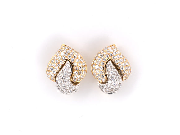 53596 - SOLD - Gold Diamond Heart Shape Earrings